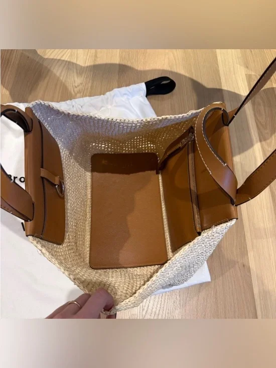 Proenza Schouler Natural Straw Tote with Tan Leather Trim - Picture 2 of 7